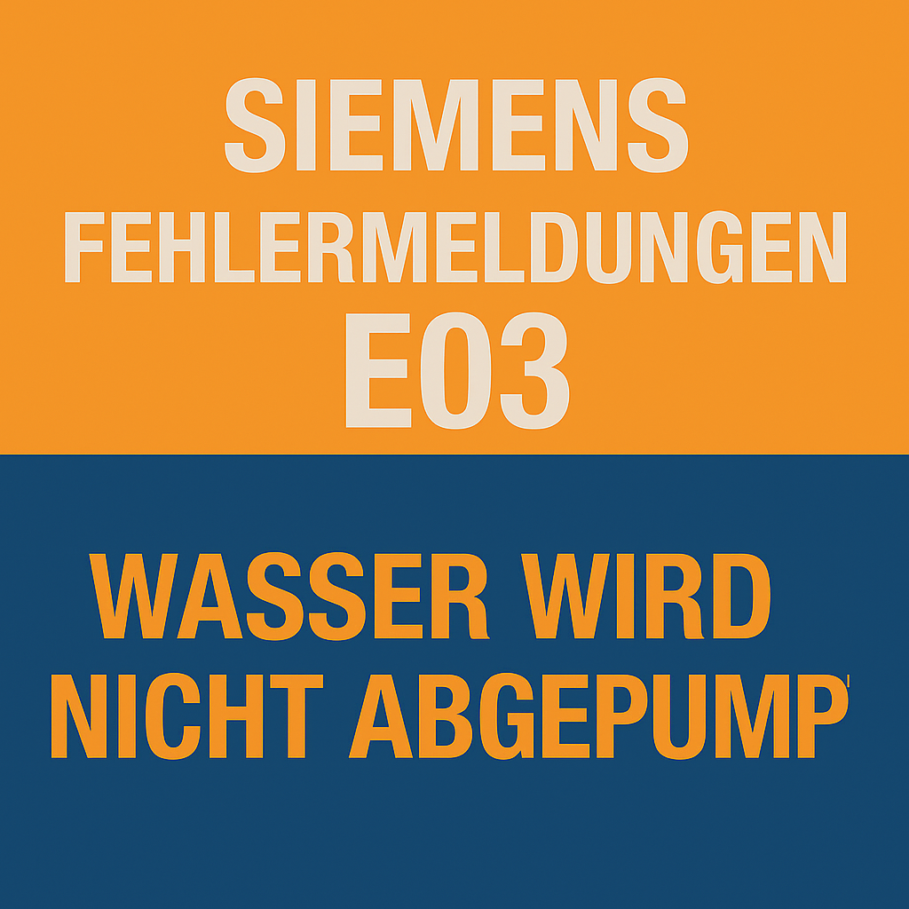 Siemens Fehlermeldungen E03 - Wasser wird nicht abgepumpt